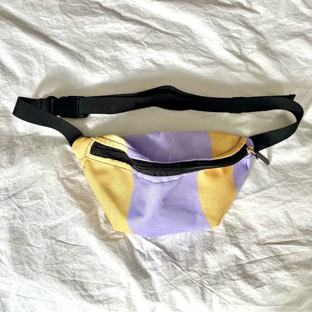 Purple & Yellow Wavy Print Fanny Pack